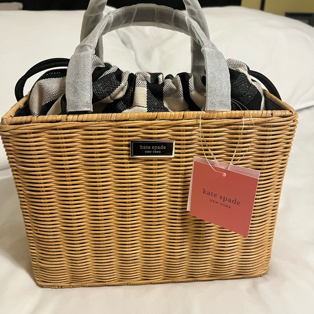 Kate Spade Sam Gingham Wicker Satchel
